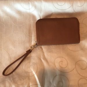 Brown wristlet wallet